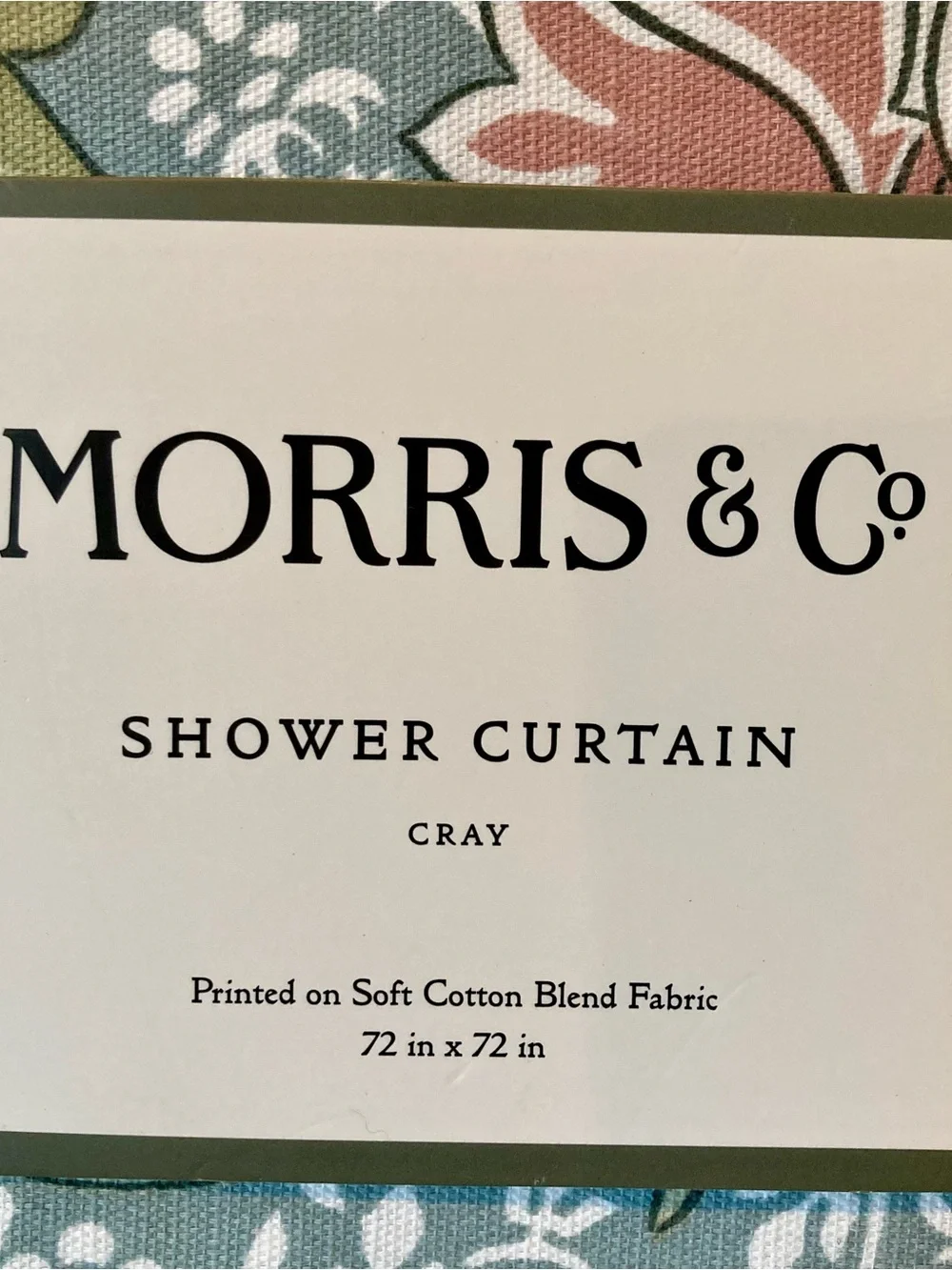 NWT Morris and Company brand 72”x 72” shower curtain features a soft blue gray